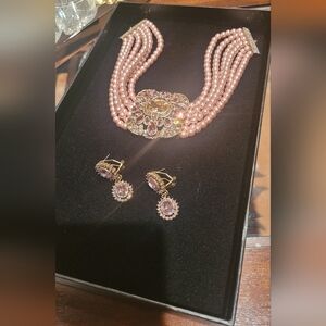 Heidi Daus Vintage Elegant Pink Pearl Choker Set